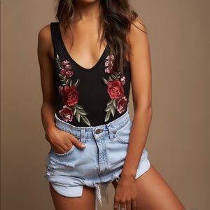 12th tribe Sarah Rose floral embroidered body suit